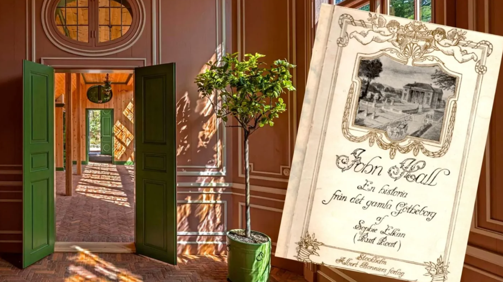 Orangeri med gammaldags lapp med text